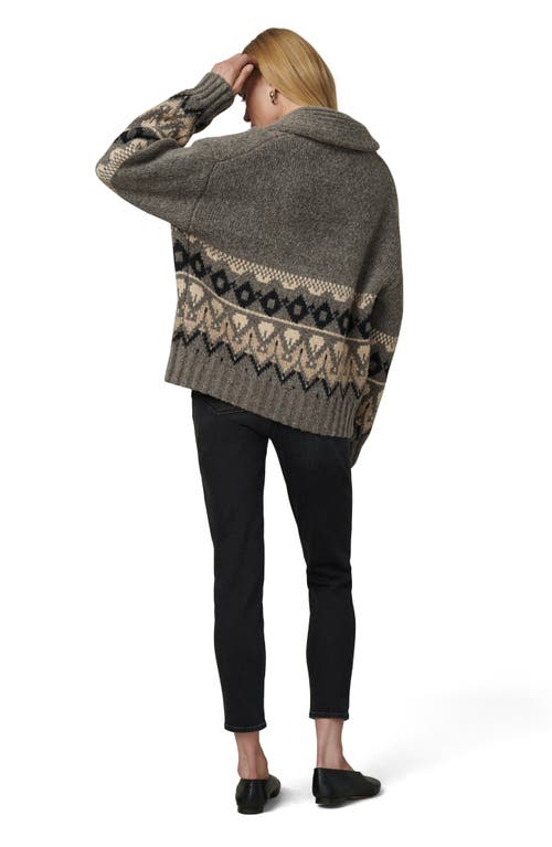 Joe's The Inga Fair Isle Zip Front Cardigan In Charcoal Brown Fai