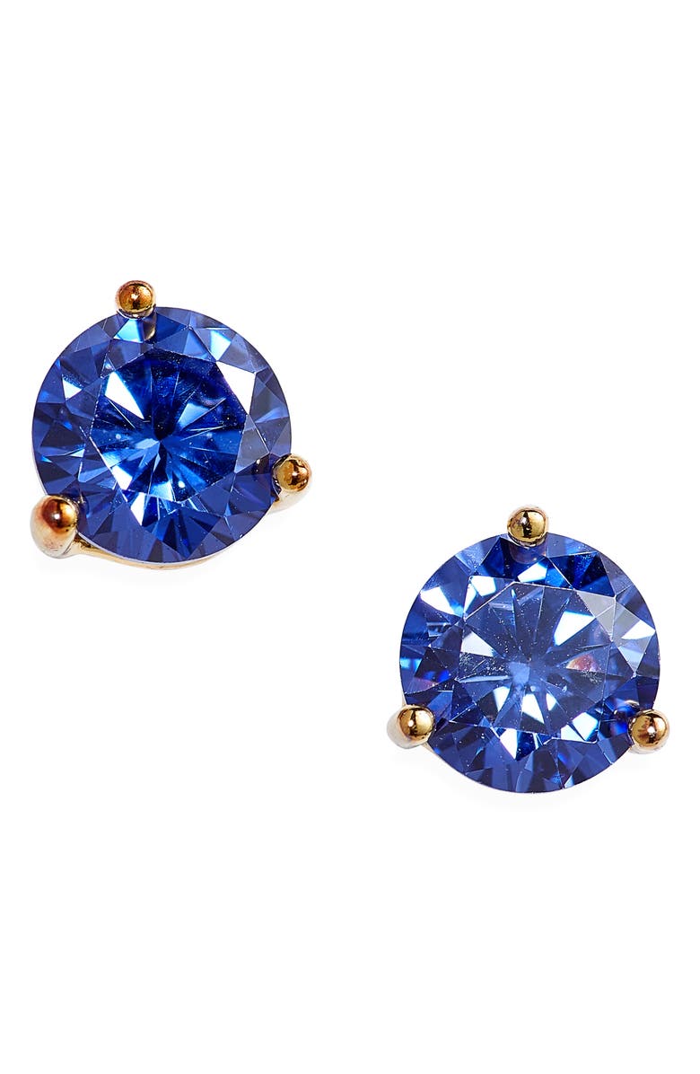 NORDSTROM Sterling Silver Cubic Zirconia Stud Earrings, Main, color, BLUE- GOLD