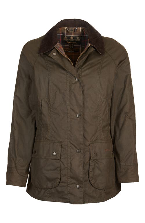 Shop Barbour Classic Beadnell Coated Canvas Utility Jacket In Olive