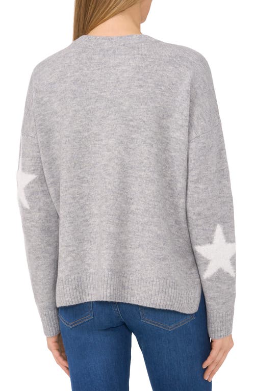 Cece Eyelash Star Sweater In Light Heather Grey