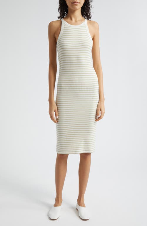 Shop Atm Anthony Thomas Melillo Stripe Rib Tank Dress In Chalk/morning Mist