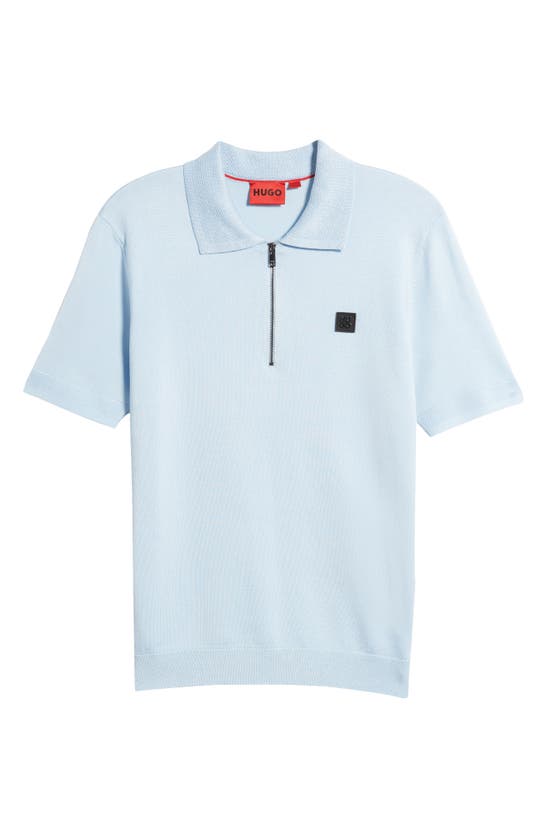 Shop Hugo Sayfong Quarter Zip Sweater Polo In Light Blue