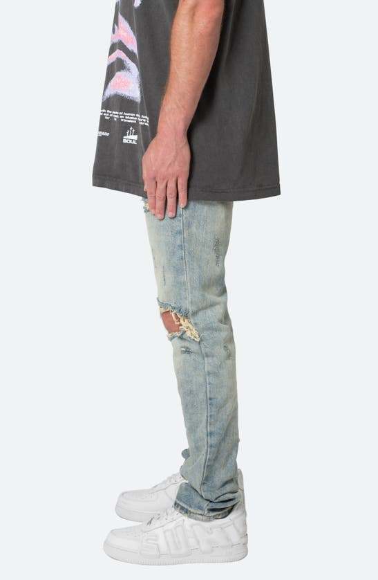 Shop Mnml D544 Ripped Straight Leg Jeans In Vintage Blue