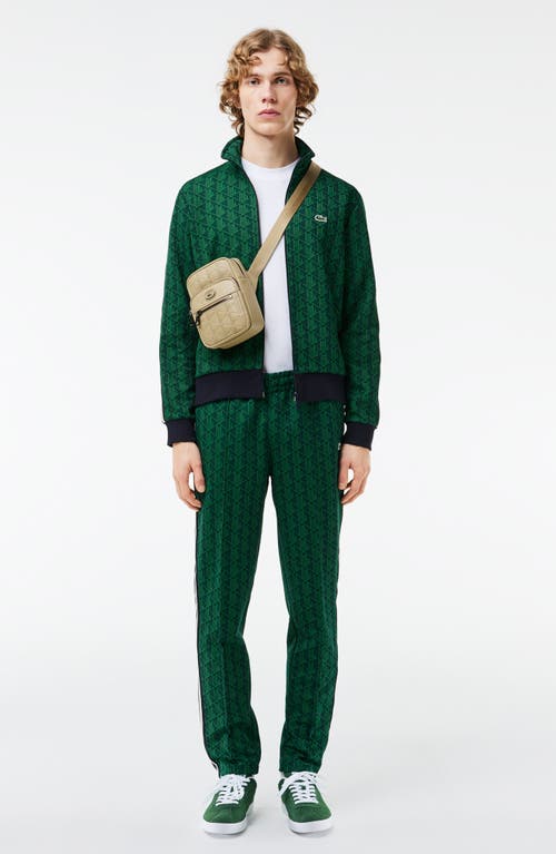 Lacoste Printed Tracksuit Pants In Marine/oseille
