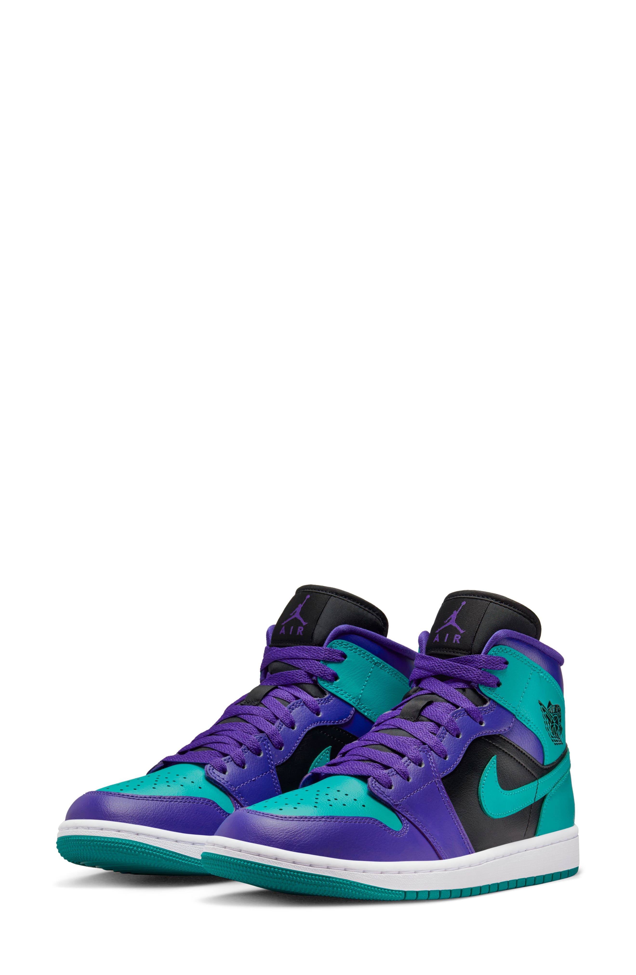 Nike Air Jordan 1 Mid Sneakers in Dark Concord Blue-Black
