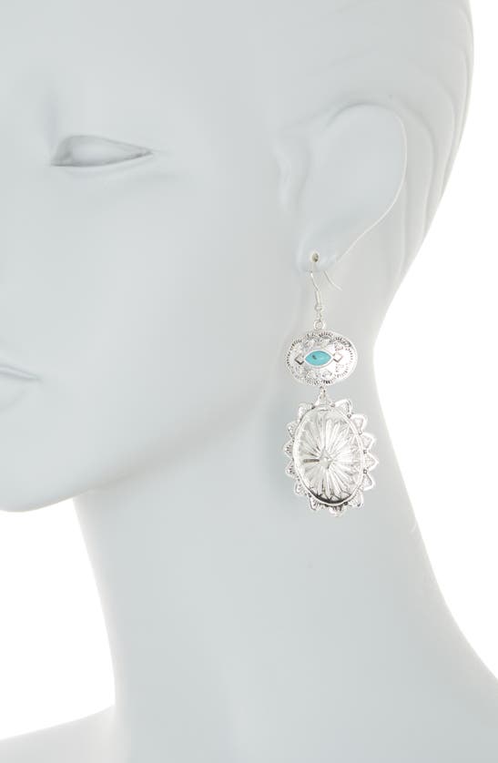Shop Melrose And Market Imitation Turquoise Double Drop Earrings In Turquoise- Rhodium