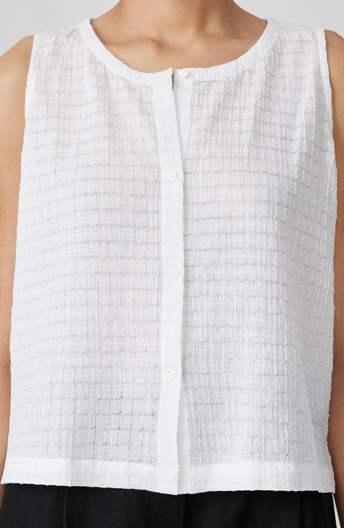 Shop Eileen Fisher Jewel Neck Organic Cotton Vest In White