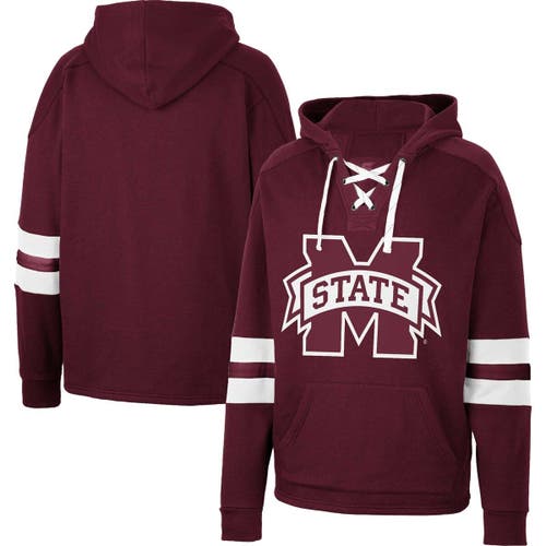 Men's Colosseum Maroon Mississippi State Bulldogs Lace-Up 4.0 Pullover Hoodie