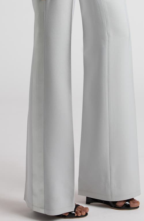Tom Ford Lustrous Barathea Tailored Tuxedo Wide Leg Pants In Ig052 Light Grey