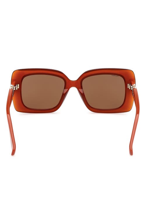 Shop Max Mara 54mm Rectangular Sunglasses In Orange/brown