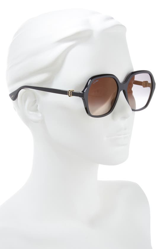 Shop Cartier 57mm Square Sunglasses In Black