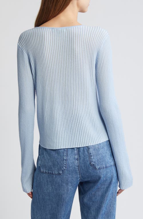 Rag & Bone Dorit V-neck Wool Blend Rib Cardigan In Light Blue