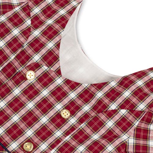 Hope & Henry Baby Girls' Organic Short Sleeve Schoolgirl Dress, Infant In Dark Red Collegiate Check