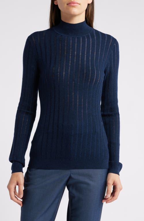 Hugo Boss Boss Fatirami Mock Neck Virgin Wool Sweater In Sky Captain Melange