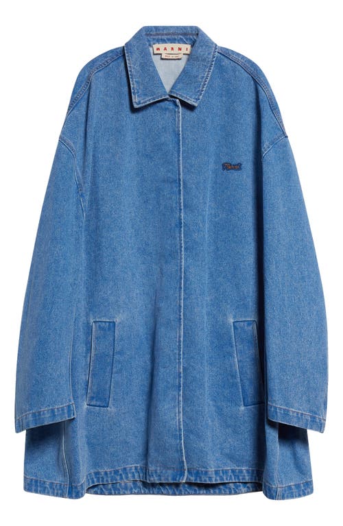 Shop Marni Cocoon Denim Jacket In Cobalt