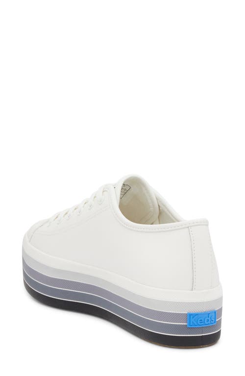 Keds Women's Triple Up Lace Up Gradient Foxing Canvas Sneakers In White Leather
