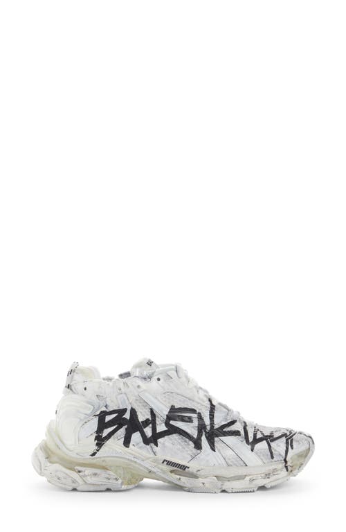 Shop Balenciaga Graffiti Runner In White/black