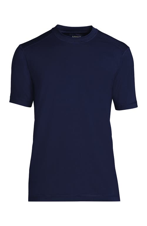 Shop Lands' End Short Sleeve Swim Tee Rash Guard In Deep Sea Navy