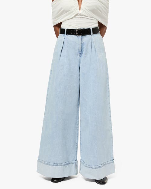 Weworewhat Pleated Wide Leg Jean In Super Light