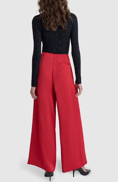 Shop Dkny Pintuck Wide Leg Pants In Red Light