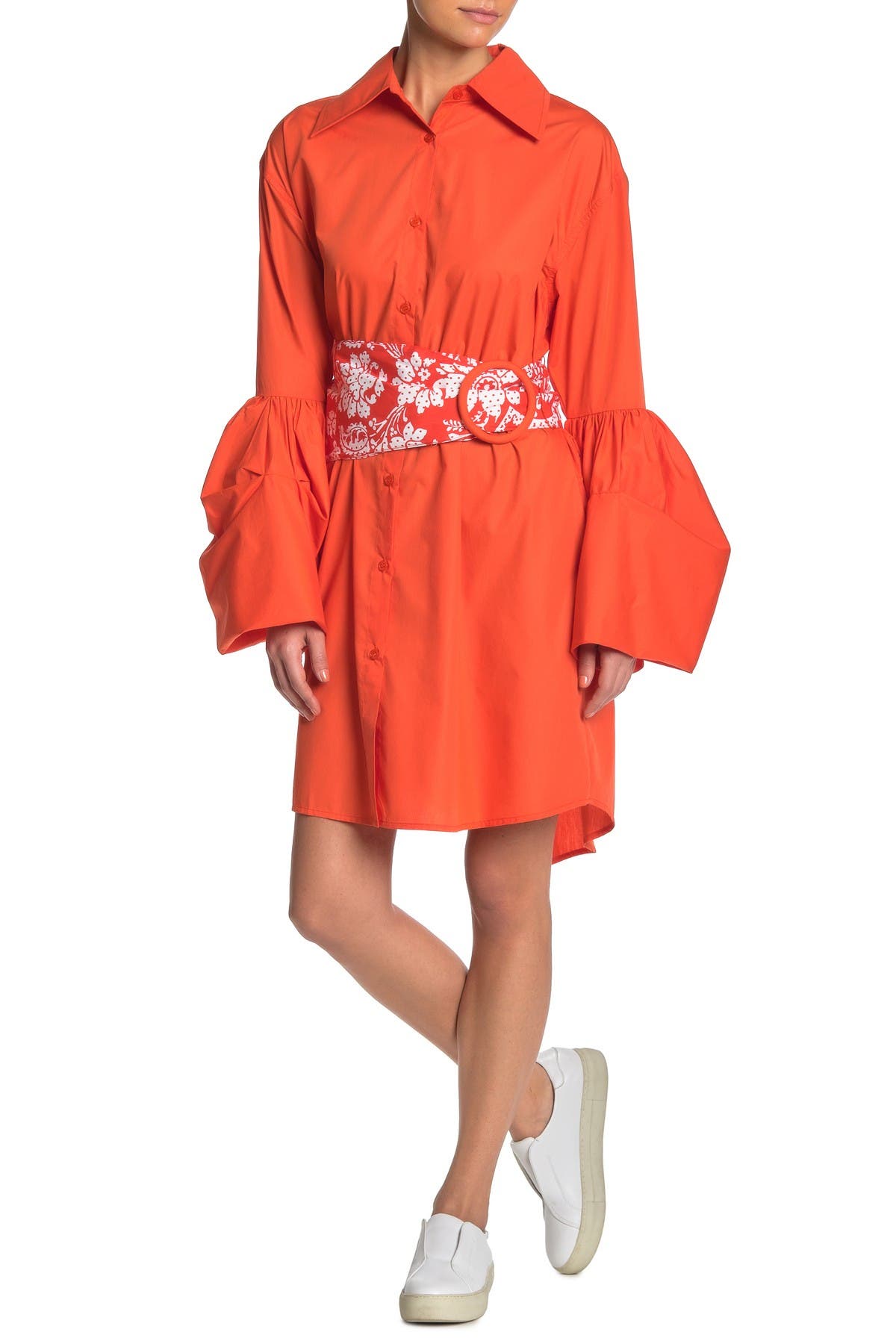 orange buckle dress