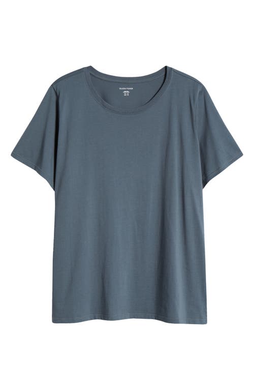 Shop Eileen Fisher Crewneck Organic Cotton T-shirt In Eucalyptus