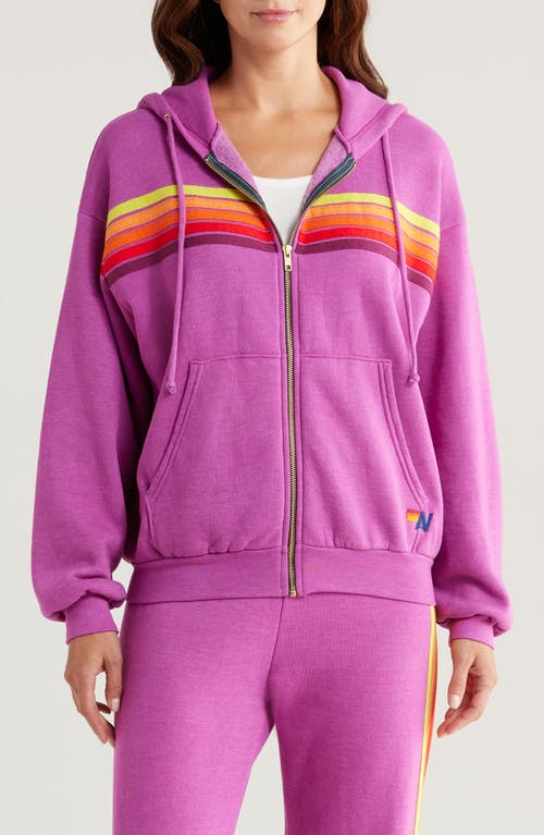 Aviator Nation 5-stripe Zip Hoodie In Magenta/orange Yellow