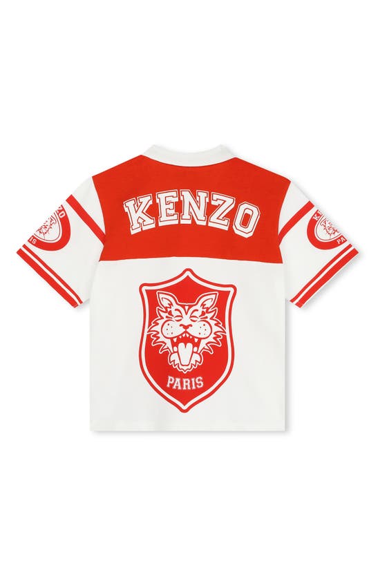 Shop Kenzo Kids' Tiger Polo In Ivory/red