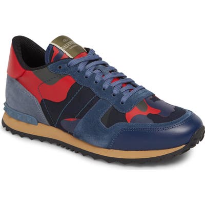 Valentino Garavani Camo Rockrunner Sneaker, Blue/green