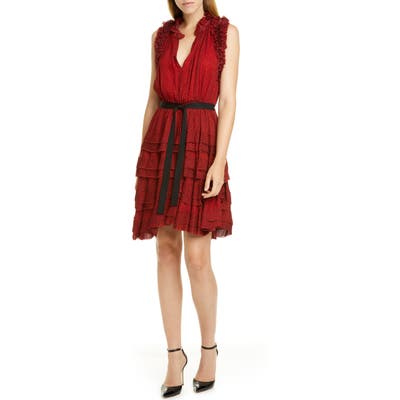 Jason Wu Ruffle Floral Dress, Red