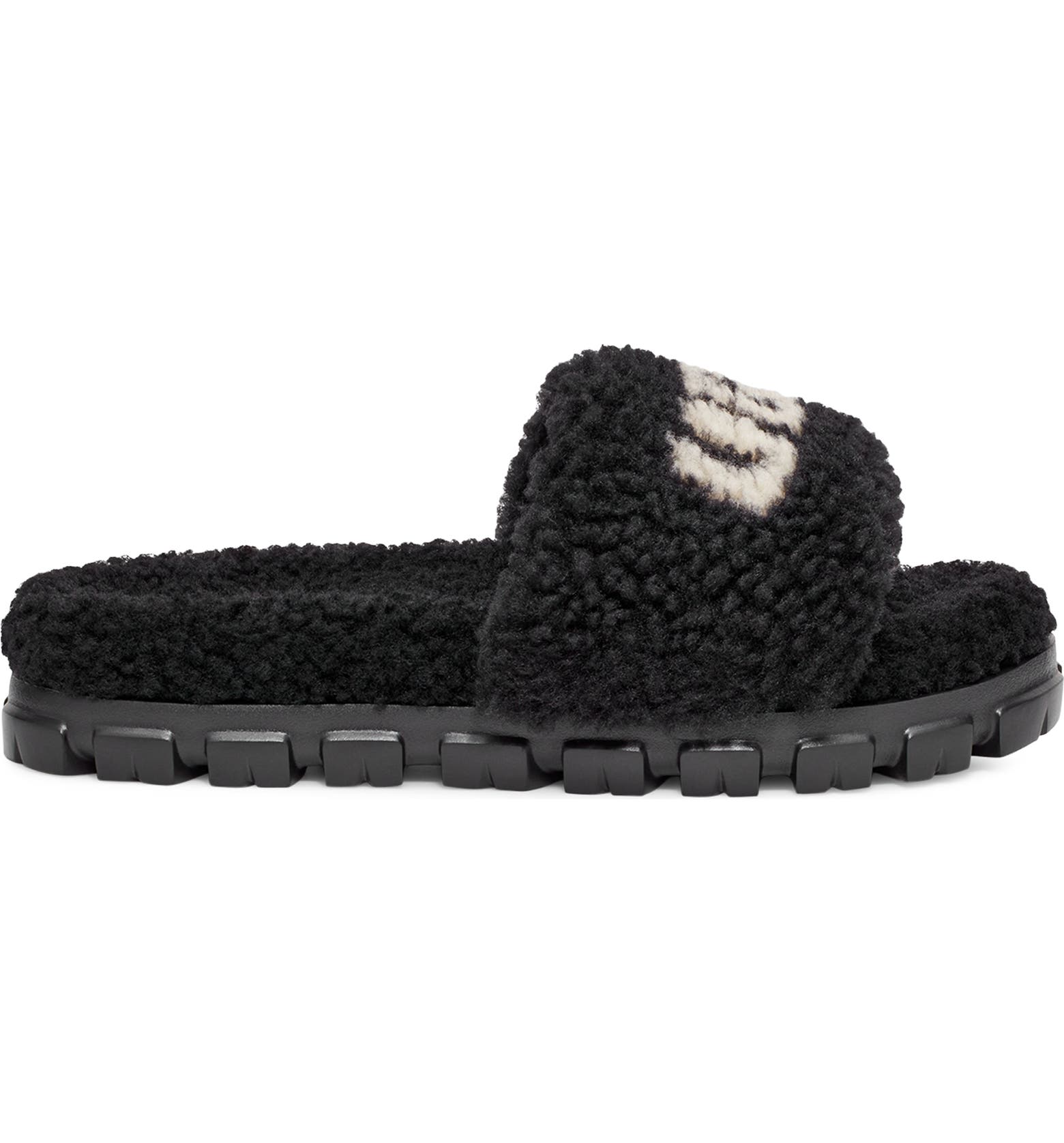 UGG® Cozetta Graphic Curly Genuine Shearling Lined Slide Sandal | Nordstrom