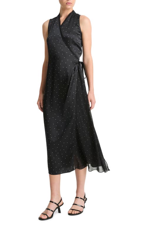 Shop Vince Polka Dot Faux Wrap Dress In Black/grey