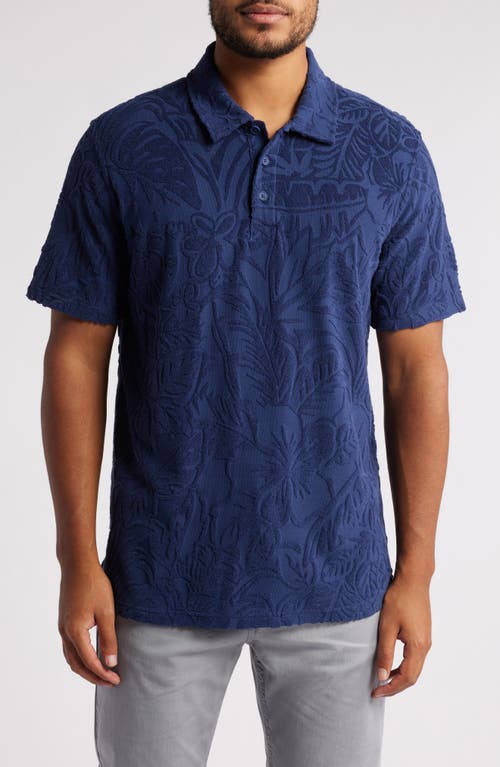 Tori Richard Flower Bungalow Floral Terry Cloth Polo In Navy