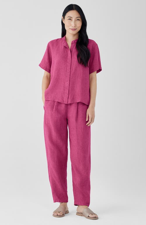 Eileen Fisher Pleated Linen Ankle Lantern Pants In Geranium