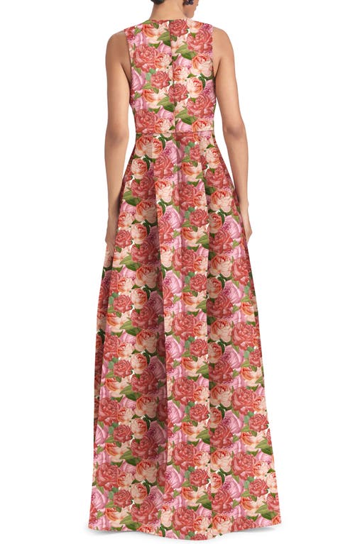 Sachin & Babi Brooke Floral Sleeveless Mikado Gown In Mazzolino Rosa
