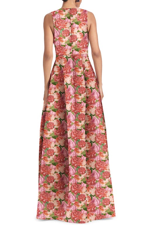 Shop Sachin & Babi Brooke Floral Sleeveless Mikado Gown In Mazzolino Rosa