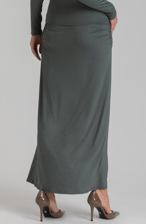 Pietro Brunelli Ruched Maternity Maxi Skirt In Medium Green