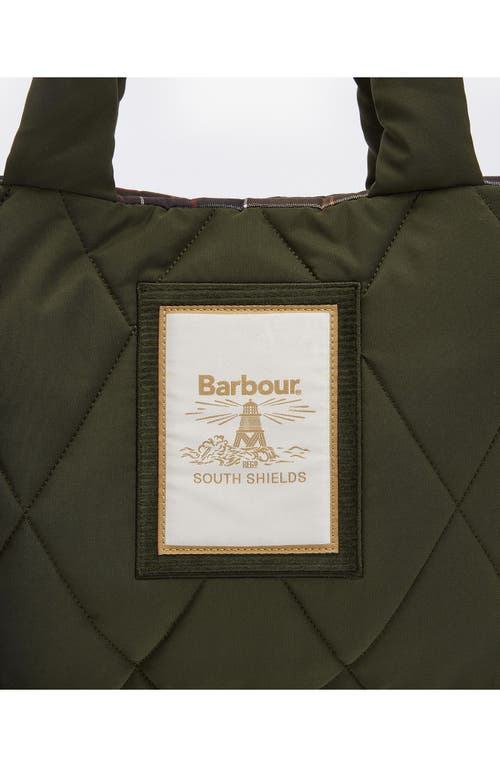 Barbour Mini Mariah Diamond Quilted Tote Bag In Olive