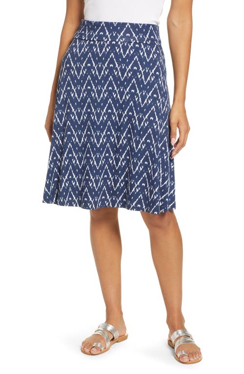 Loveappella Zigzag Print Roll Top Skirt in Navy