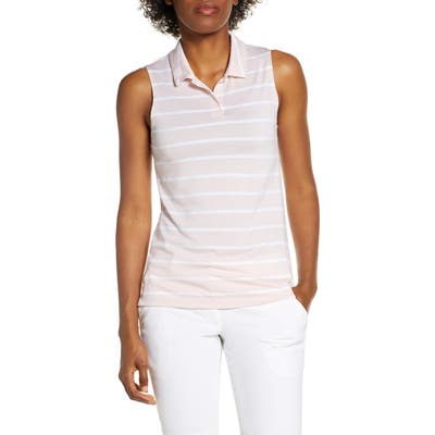 Nike Dri-Fit Stripe Sleeveless Polo, Pink