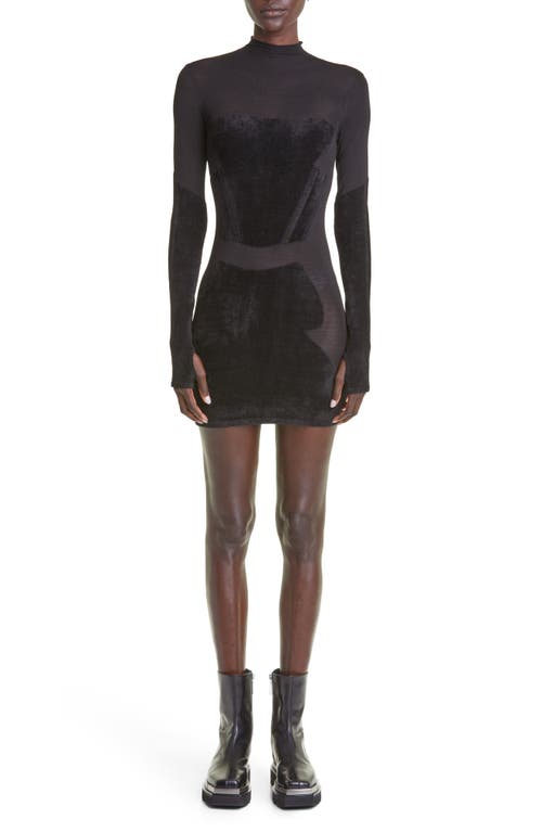 Dion Lee Intarsia Knit Chenille Minidress in Black/Black