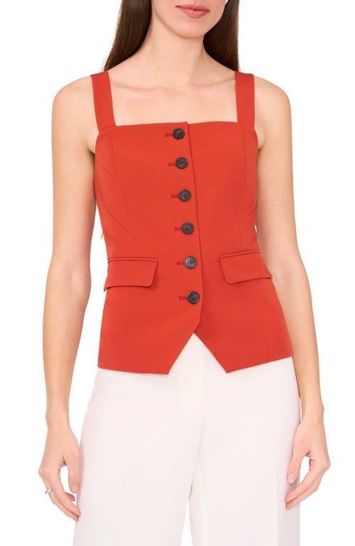 Halogenr Halogen(r) Sleeveless Button-up Bustier Top In Red Umber Brown