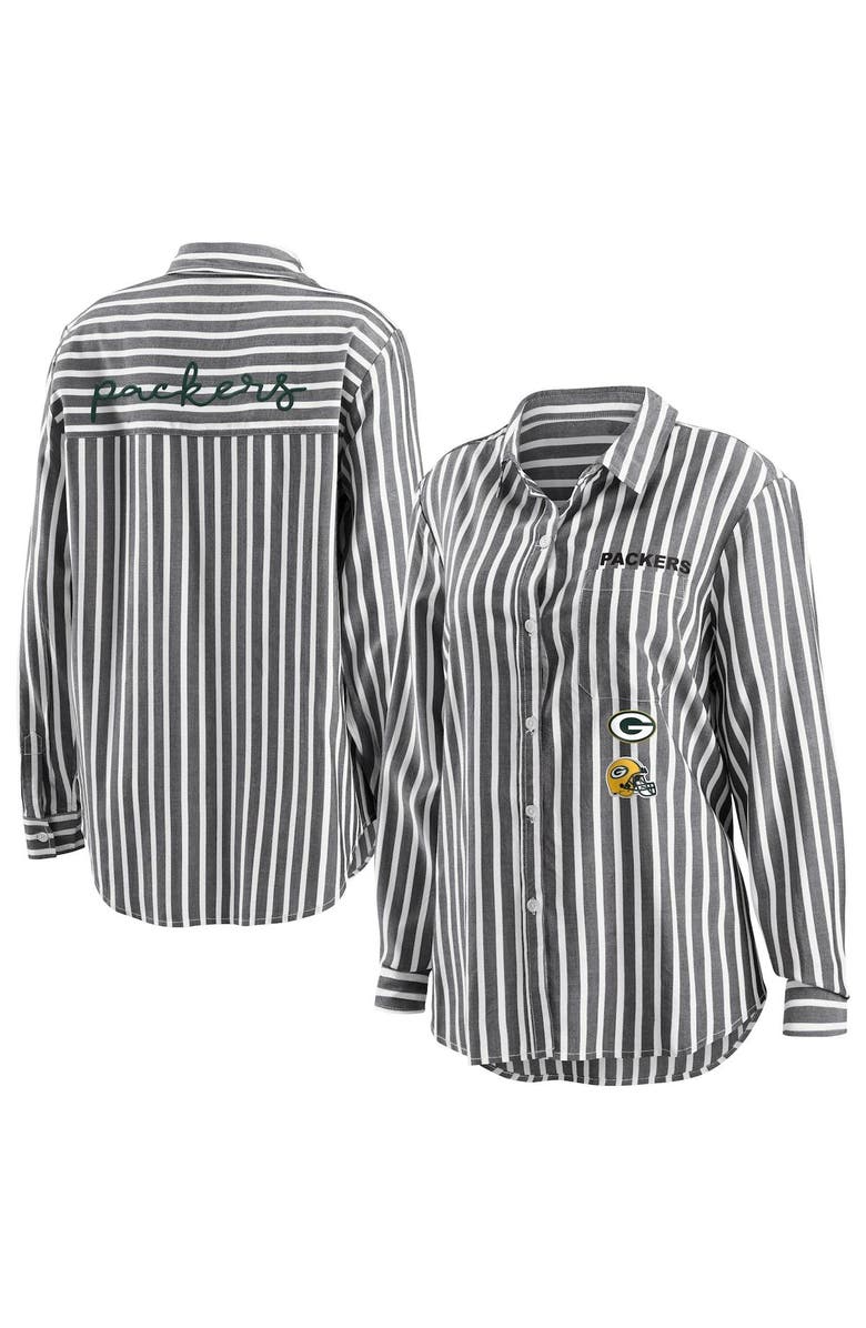 Wear By Erin Andrews Women S Wear By Erin Andrews Black Green Bay Packers Striped Long Sleeve Button Up Shirt Nordstrom Wear By Erin Andrews Women S Wear By Erin Andrews Black Green Bay Packers Striped Long Sleeve Button Up Shirt Nordstrom
