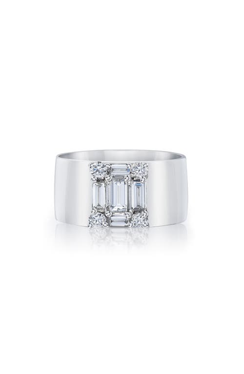 Clarity Diamond Cigar Band Ring in 18K White Gold