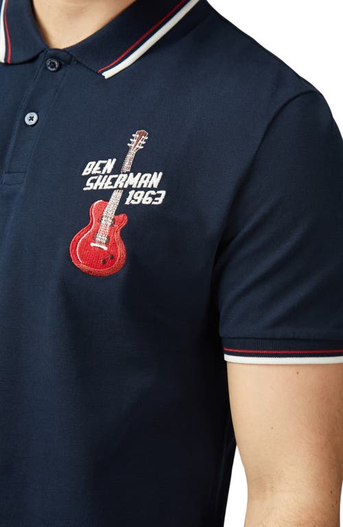 Ben Sherman Logo Embroidery Tipped Polo In Dark Navy