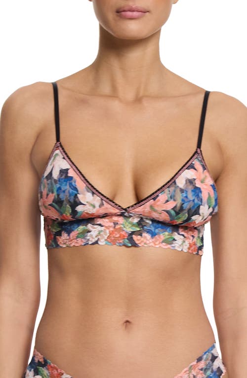 Hanky Panky Printed Signature Lace Padded Triangle Bralette In Wonderous Black