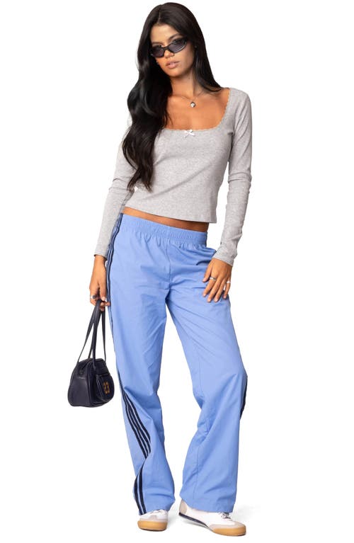 Edikted Mora Lace Trim Knit Top In Gray Melange