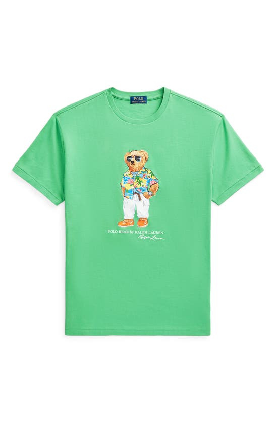 Shop Polo Ralph Lauren Polo Bear Graphic T-shirt In Vnyrd Green Beach Club Bear