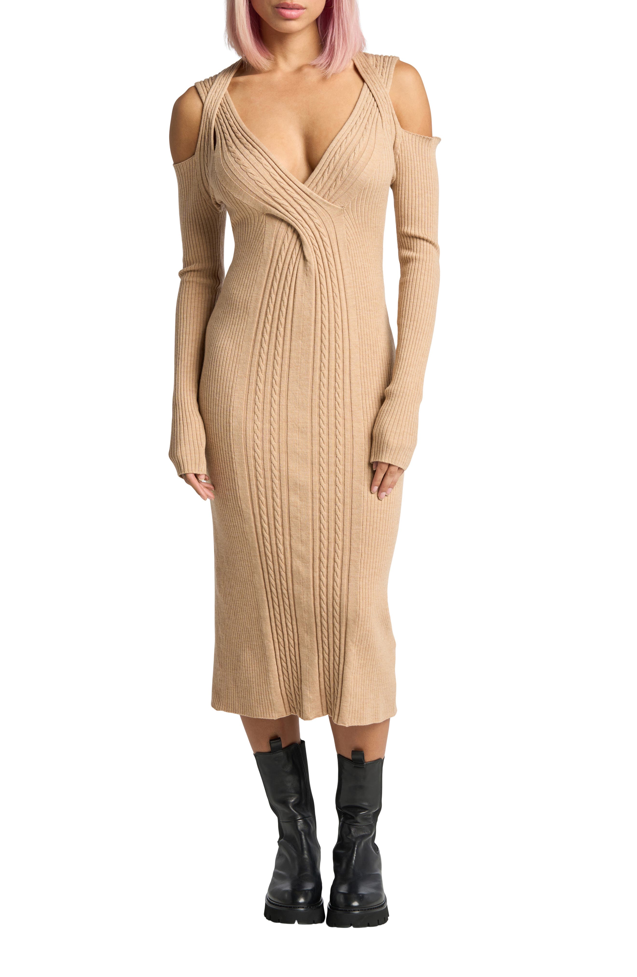 マメ Basic Cashmere High Neck Knit Dress 2-