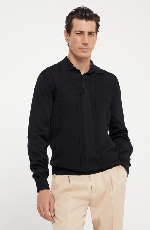 Shop Brunello Cucinelli Cotton Knit Polo In Black